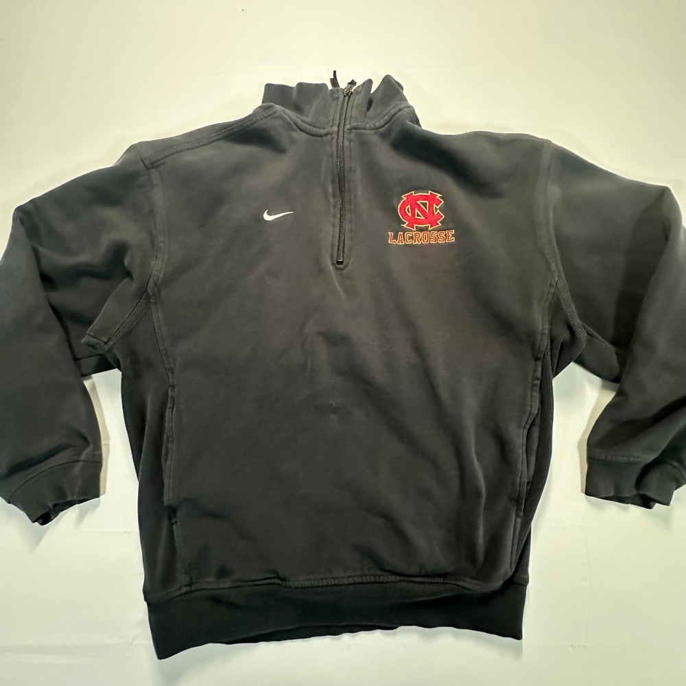 Nike Team NC Lacrosse Quarter Zip Sweatshirt Black Small 125375 Pullover Mens